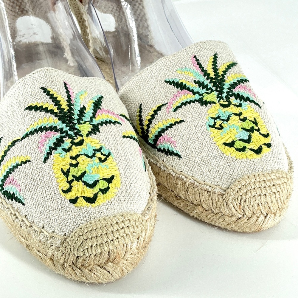 Boden Size 41 US 10 Pineapple Embroidered Espadrille Sandals Spain Anthropologie - Picture 2 of 11
